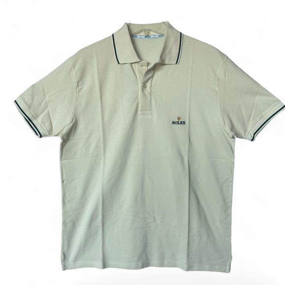 Rolex Other - Rolex Light Yellow Polo Shirt Contrast Green Trim Size Medium- NEW IN PACKAGE